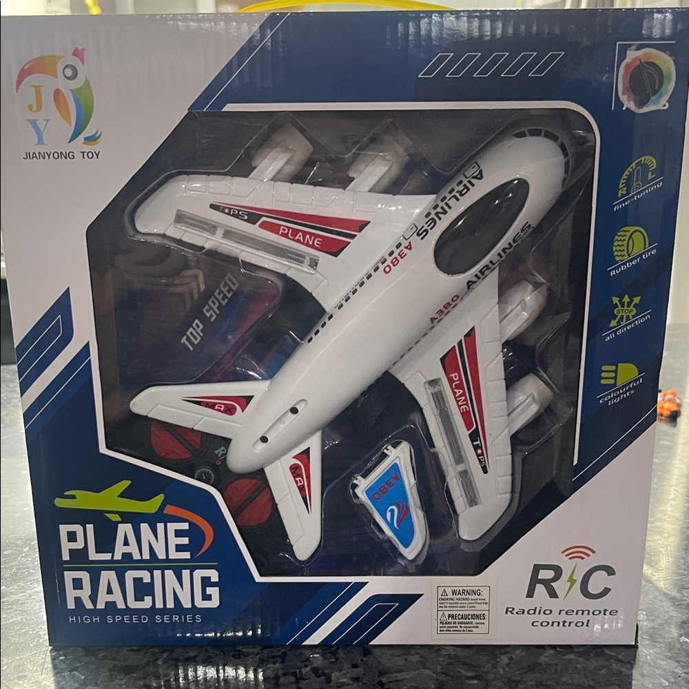 White and Red R/C Plane Racing Toy
